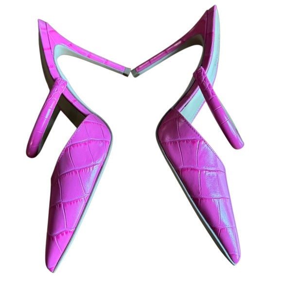 MICHAEL MICHAEL KORS Women's Jessa Crocodile Embossed Leather Mule Pink Size 6.5 - Picture 5 of 8